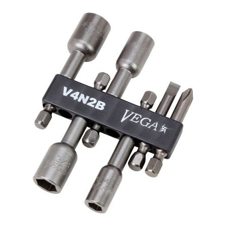 Vega Vega 6pc Nutsetter and Power Bit Set, Gunmetal Grey, S2 Modified Steel V4N2B